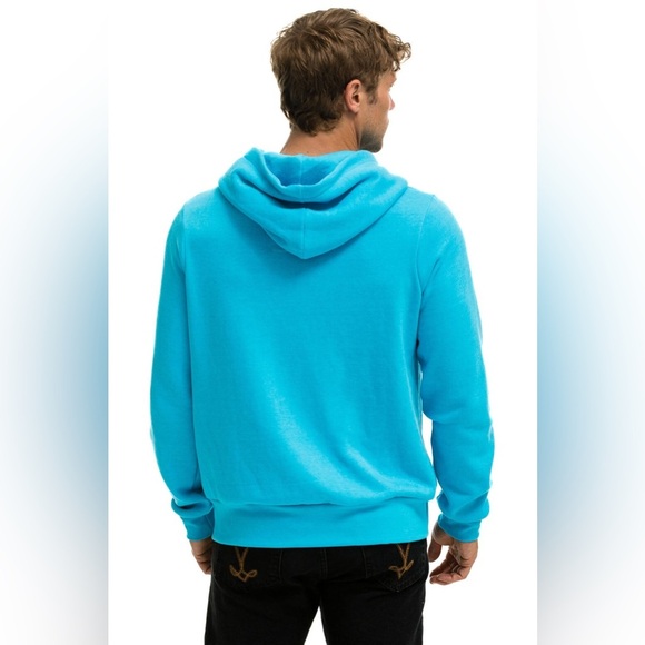 AVIATOR NATION 5 STRIPE HOODIE - NEON BLUE // NEON RAINBOW | EUC!!🩵🌈🩵🌈 - Picture 6 of 13